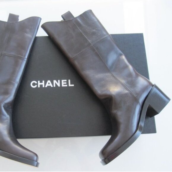 CHANEL Paris Dallas Leather Motorcycle Cowboy Boots Size 38.5 - Picture 1 of 17